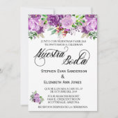 Spaans Roos Paars Lavender Nuestra Boda Kaart (Voorkant)