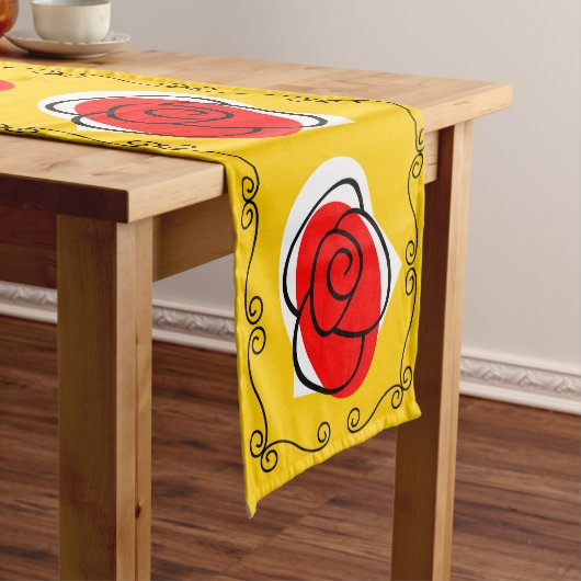 Spaans Roos - Rand - tafelblad 14 x 72 Korte Tafelloper (Voorbeeld)