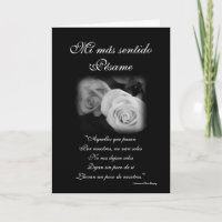 Spaans: rosa y poema de Pesame B&W sympathiekaart