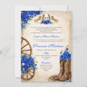 Spaans Royal Blauw Bloemstuk Sweet 15 Años Western Kaart