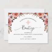 Spaans Roze Bloemen Meisje Doop Dank u Bedankkaart (Voorkant)