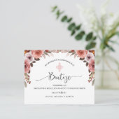 Spaans Roze Bloemen Meisje Doop Dank u Bedankkaart (Staand voorkant)