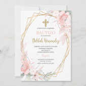 Spaans roze blos bloesemdoop kaart (Voorkant)