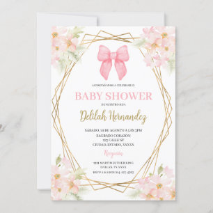 Spaans roze blush floral baby shower uitnodiging