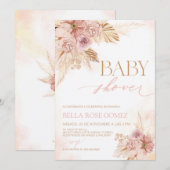 Spaans Roze Boho Pampas Grass Baby shower Spanje Kaart (Voorkant / Achterkant)