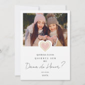 Spaans roze hart Foto Dama de Honor Quinceañera Kaart (Voorkant)