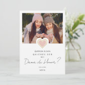 Spaans roze hart Foto Dama de Honor Quinceañera Kaart (Staand voorkant)