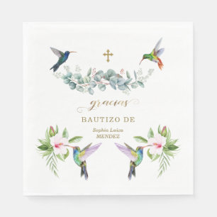 Spaans Roze Hibiscus Flowers Eucalyptus Bautizo Servet