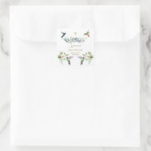 Spaans Roze Hibiscus Flowers Eucalyptus Bautizo Vierkante Sticker (Tas)