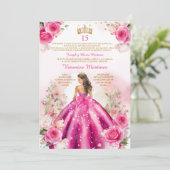 Spaans Roze Roze Prinses 15 Jaar Verjaardag Kaart (Staand voorkant)