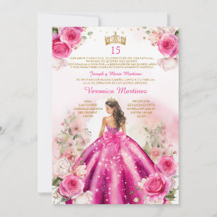 Spaans Roze Roze Prinses 15 Jaar Verjaardag Kaart