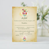 Spaans, Rustic Heart Mexicaanse Trouw RSVP Kaart (Staand voorkant)