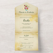 Spaans, Rustiek Alles in één Mexicaanse bruiloft U All In One Uitnodiging (Binnen)