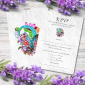 Spaans, rustiek hart Mexicaanse bruiloft RSVP Kaartje