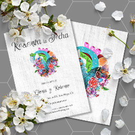 Spaans rustiek hart Mexicaanse bruiloft Save the D Kaart