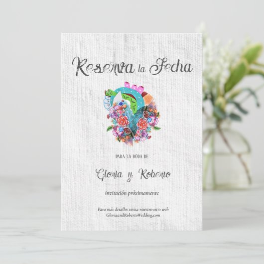 Spaans rustiek hart Mexicaanse bruiloft Save the D Kaart (Staand voorkant)