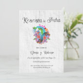 Spaans rustiek hart Mexicaanse bruiloft Save the D Kaart (Staand voorkant)