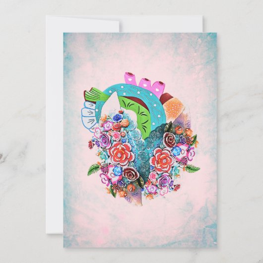 Spaans, rustieke bloemen hart Mexicaanse bruiloft Kaart (Achterkant)