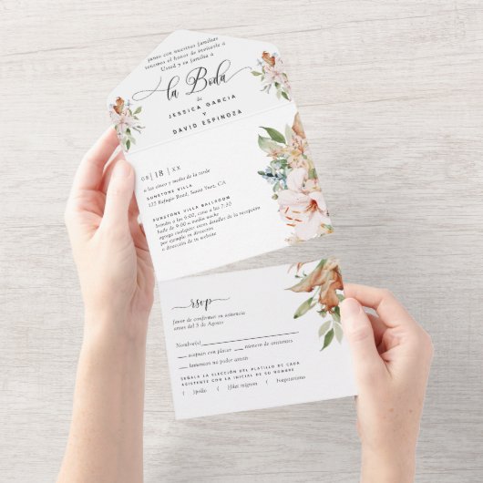 Spaans Sage, aardbeentjes All In One Uitnodiging (Afscheurbaar)