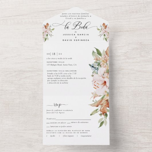 Spaans Sage, aardbeentjes All In One Uitnodiging (Binnen)