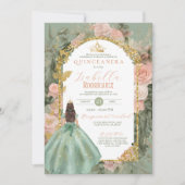 Spaans Sage Green Quinceañera 15 Anos Kaart (Voorkant)