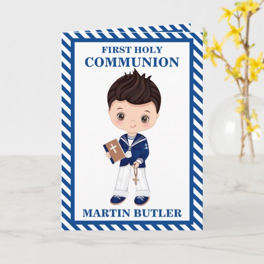 Spaans Sailor First Community Boy Wenskaart Kaart (Gele Bloem)