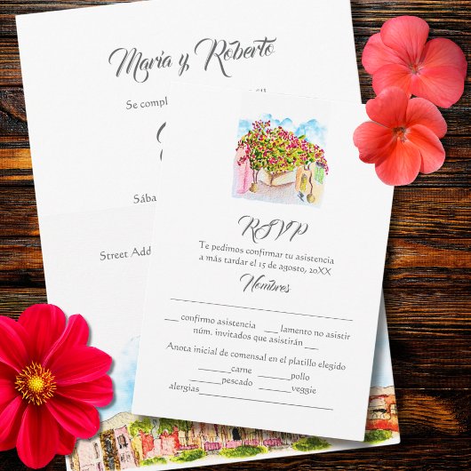 Spaans, San Miguel de Allende Wedding RSVP Kaart