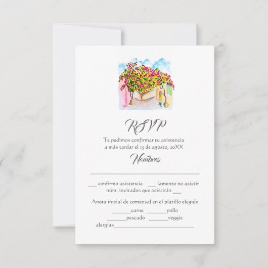 Spaans, San Miguel de Allende Wedding RSVP Kaart (Voorkant)