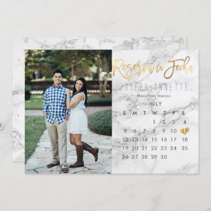 Spaans Save the Date Kalender Marmer faux goud Kaart