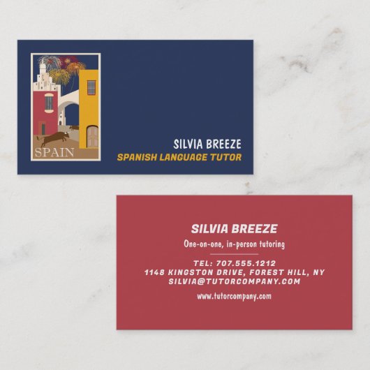 Spaans scène, Spaans taalkundig tijdschrift, leraa Visitekaartje (Voorkant / Achterkant)