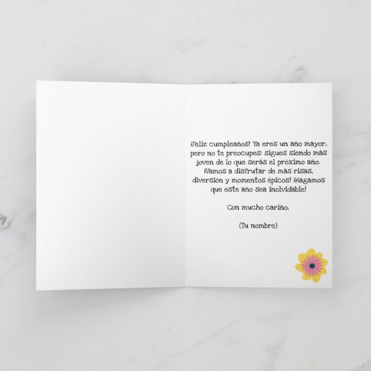 Spaans Schattige Roze Koffie Mok Planter Verjaarda Kaart (Binnen)