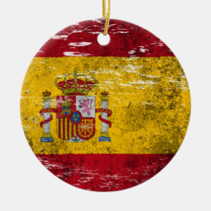 Spaans schip met zwoerd en slechtste vlag keramisch ornament