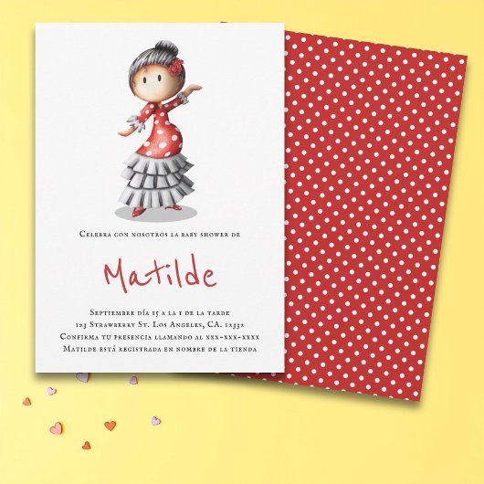 Spaans Sevillana Flamenco Dancer Baby shower Kaart