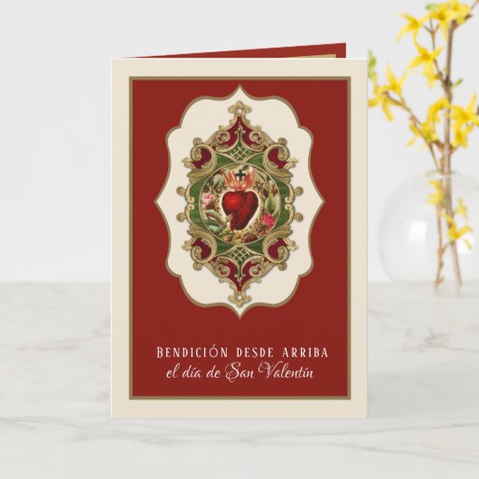 Spaans Sint-Valentijnsdag Religieuze Jezus Kaart (Gele Bloem)