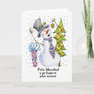 Spaans - Sneeuwman - Gelukkige Sneeuwman - Feliz N Feestdagen Kaart