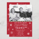 Spaans Snowflakes Red Fotokerstfeest Kaart (Voorkant / Achterkant)