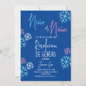 Spaans Snowflakes Roze Blauw Geslacht Winterspelen Kaart (Voorkant)