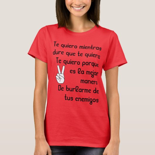 Spaans songsongtekst Te quiero T-shirt (Voorkant)