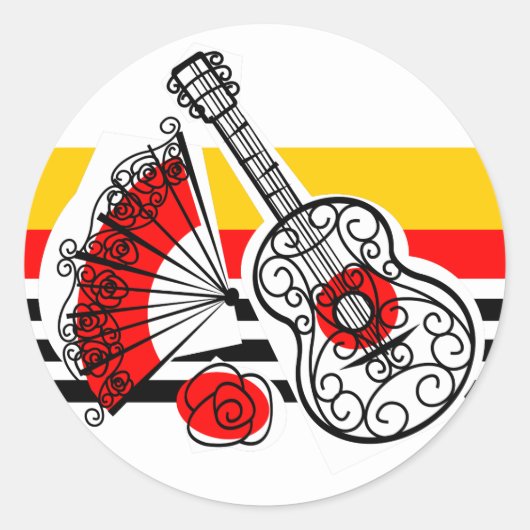 Spaans Souvenirs Classic Stripe sticker rond (Voorkant)