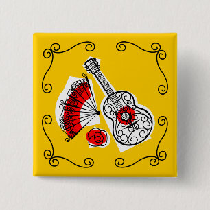 Spaans Souvenirs Corners knop vierkant Vierkante Button 5,1 Cm