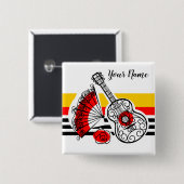 Spaans Souvenirs Klassieke Stripe naam vierkant Vierkante Button 5,1 Cm (Voorkant /achterkant)