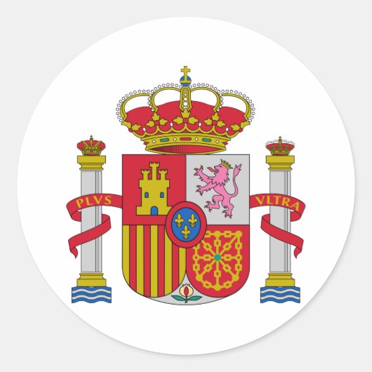 Spaans Spanje Officieel wapen Heraldiek Symbo Ronde Sticker (Voorkant)