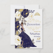 Spaans sparen de Datum Blauw Quinceanera Geen Foto Save The Date (Voorkant)