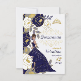 Spaans sparen de Datum Blauw Quinceanera Geen Foto Save The Date