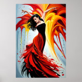 Spaans Spirit Artwork in Flamenco Dance Painting Poster (Voorkant)