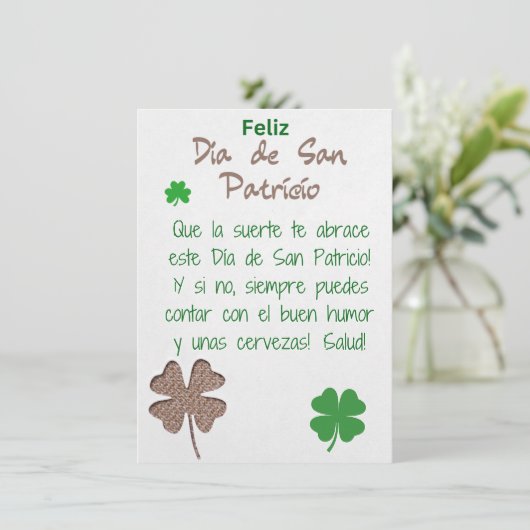 Spaans - St Patricks Dag Kaart (Staand voorkant)