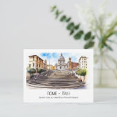 Spaans stappen waterverf Rome Italië curio keepsak Briefkaart (Staand voorkant)