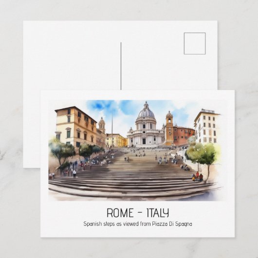 Spaans stappen waterverf Rome Italië curio keepsak Briefkaart (Voorkant / Achterkant)