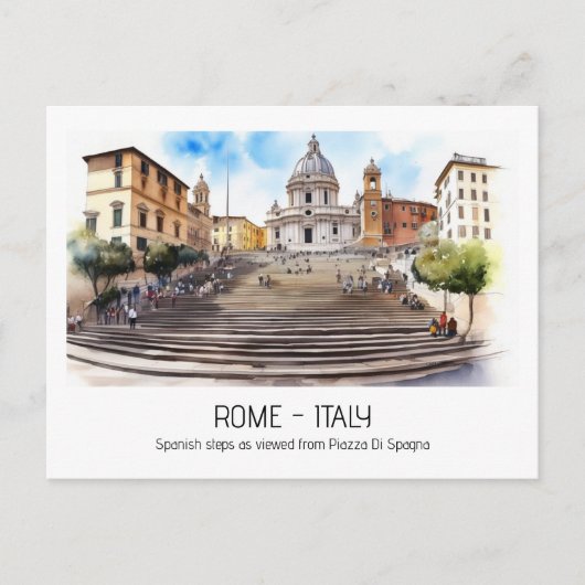 Spaans stappen waterverf Rome Italië curio keepsak Briefkaart (Voorkant)