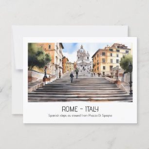Spaans stappen waterverf Rome Italië Tourist Curio Briefkaart